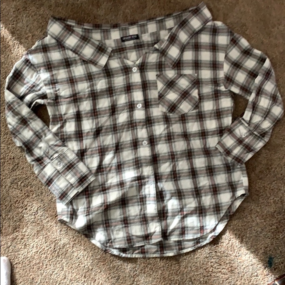 Fashion Nova Small off-the-shoulderbutton-up shirt